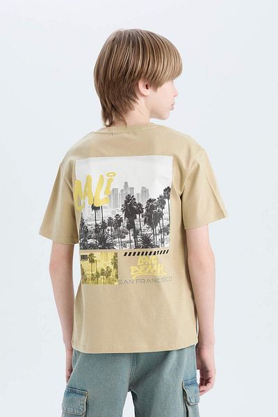 DeFacto Boy's Crew Neck Back Printed Short Sleeve T-Shirt D9267A825Sm