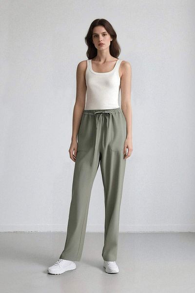 DeFacto Straight Fit Double Pocket High Waist Straight Leg Modal Fabric Pants E5962Ax25Sp