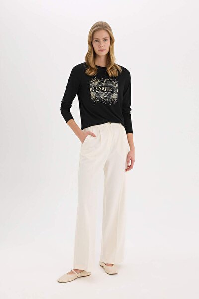 DeFacto Μακρυμάνικο μπλουζάκι με κανονική εφαρμογή Crew Neck Animal Print E6816AX25SP