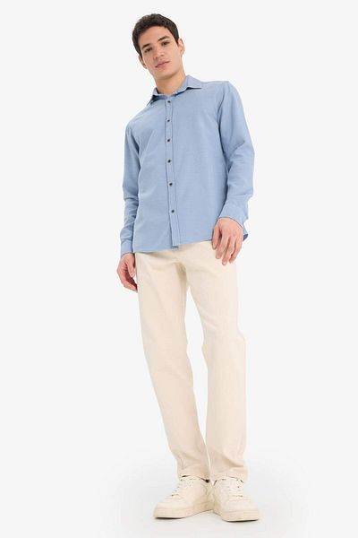 DeFacto Slim Fit Slim Fit Cotton Long Sleeve Shirt A4644Ax25Sp