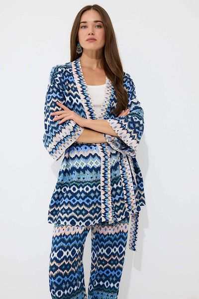 DeFacto Relax Fit Patterned Belted Kimono D5443Ax25Sp