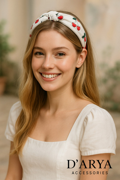 Darya DD340 تاج من القماش المنقوش بالكرز مصنوع يدويًا