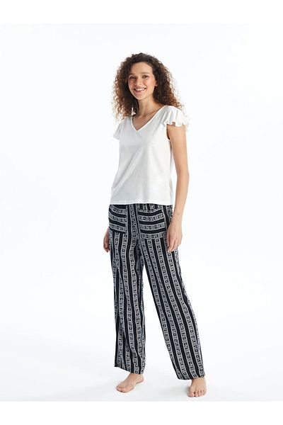 LC Waikiki Set pijamale pentru femei LCW DREAM cu decolteu în V - mâneci scurte