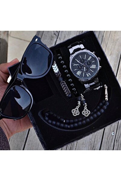 wesscollection Su Geçirmez Erkek Kol Saat Gözlük Tesbih ve Bileklik set