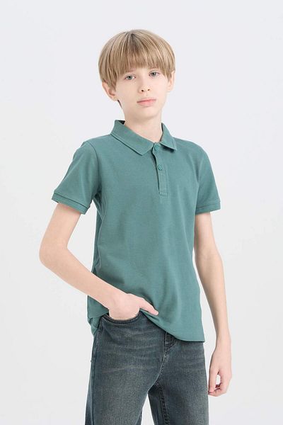 DeFacto Tricou cu mânecă scurtă pentru băiat, cu gât polo, de bază, uni, K1689A625SM