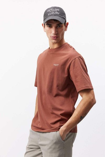 DeFacto 100% Cotton Boxy Fit Crew Neck Back Printed Short Sleeve T-Shirt D5159Ax25Sp