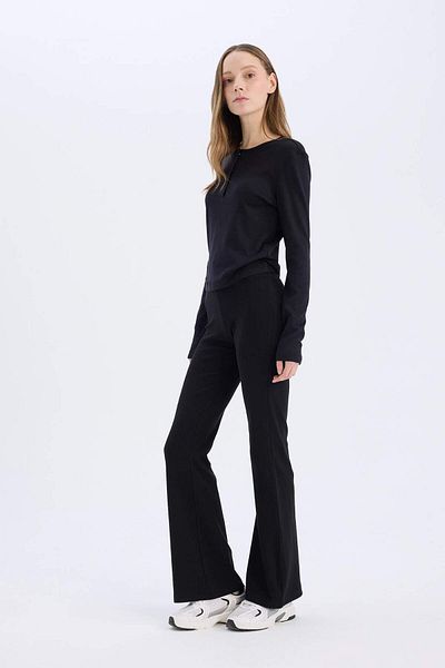 DeFacto Spanish Leg Cool Flare Fit Stretchy Rib Pants E0628Ax25Sp