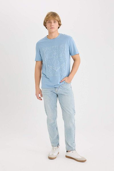 DeFacto 100% Cotton Regular Fit Crew Neck Printed Short Sleeve T-Shirt D8203Ax25Sp