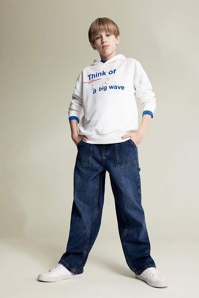 DeFacto Bedrucktes Oversize-Sweatshirt mit weitem Schnitt und Kapuze für Jungen D7400A825SP