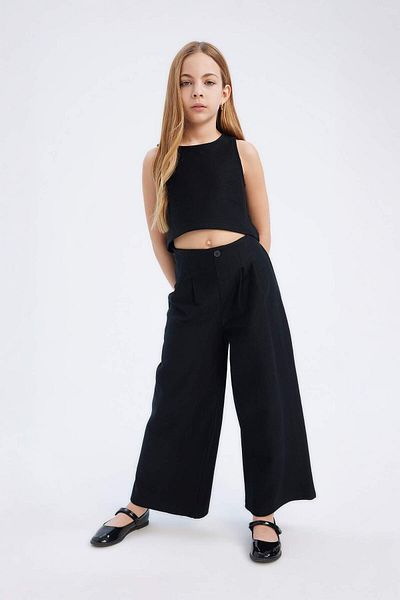 DeFacto Set de 2 bucăți pentru fete, tricou fără mâneci, cu decolteu, pantaloni C0871A825SM