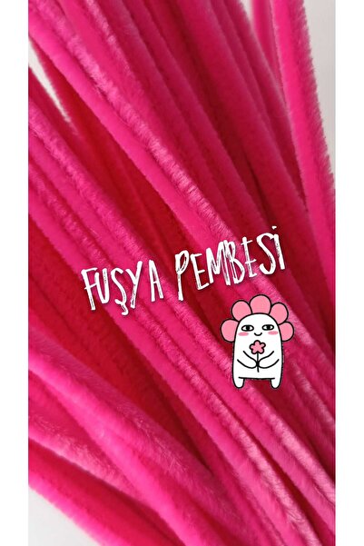 hobidaşım Şönil Fuşya pembe Renk 30 cm 20 li pembe Renkli Tüylü Tel Peluş Tel...