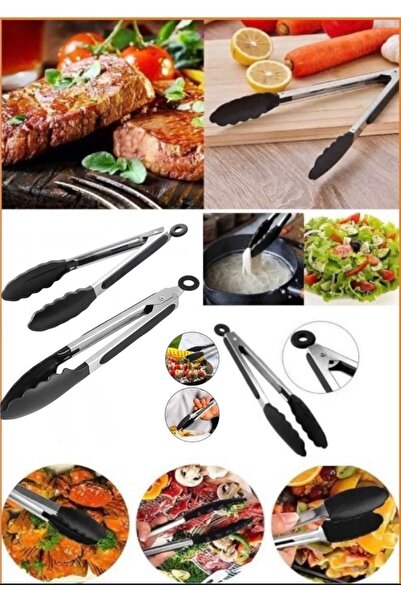 OSKAR FIRÇA Stainless Steel Adjustable Smart Tongs with Silicone Tips for Barbecue, Air Fryer, Baking Frying