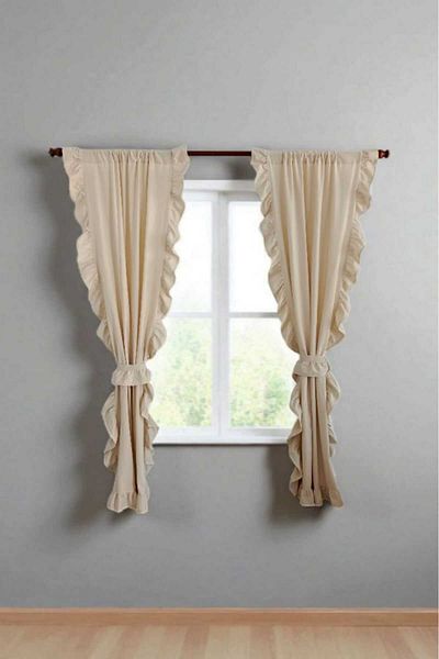 MZN Home Rustic Pipe Beige Vintage Linen Curtain with 3 Ruffled Edges - Gifted with Laces - (Width X Length)