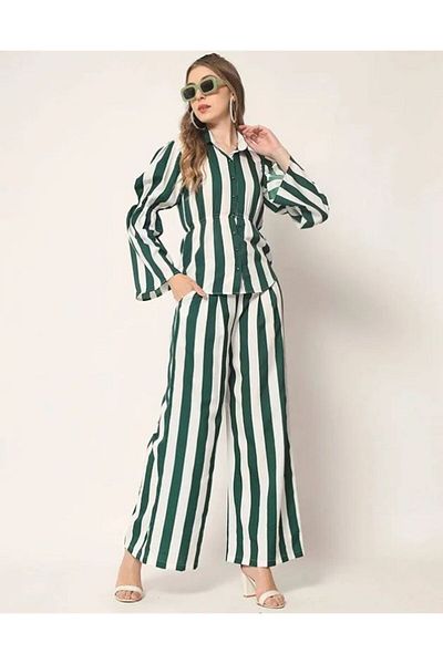iza Teal and White Printed Co-ords Set