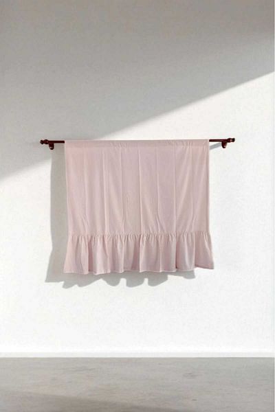 MZN Home Rustic Pipe Pink Vintage Linen Curtain with Skirt Ruffles - Lace Gift - (En X Boy)