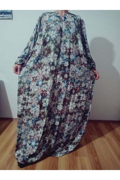 hoaryage Robadan Long Sleeve 100% Viscose Push Flower Mother Dress, Prayer Dress