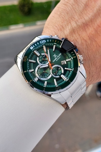 Daniel Klein Men's Wrist Watch with Green Dial Gray Color 47 mm Function