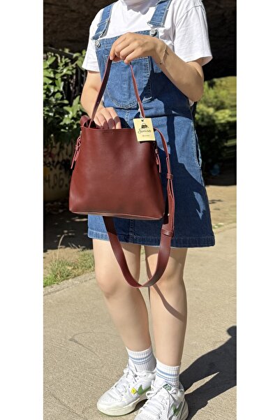 SİNİSA BAG Women's Suede Soft Leather Hand and Shoulder Bag with Snap Fastene...