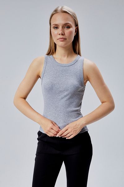 FHELIA Women's Gray 100% Cotton Regular Fit Lycra Ribbed Basic Body Undershirt