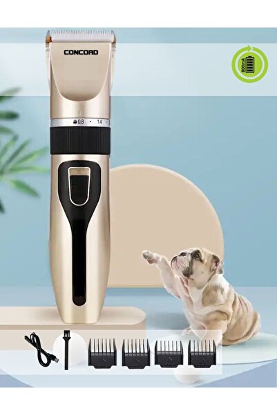 Concord Kedi Köpek Tıraş Seti Pet Evcil Hayvan Tüy Kesme Traş Tıraş Makinesi - Gold