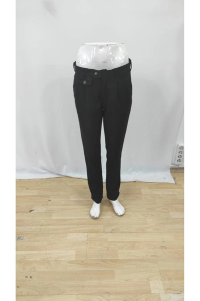 AhEs Shopping Men's Waist Buttoned Pocket Woven Trousers