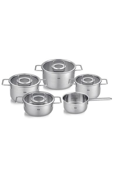 Fissler طقم أواني طهي ستيل بيور كوليكشن - 9 قطع غطاء زجاجي