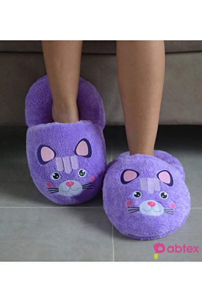 NİLOŞUM Pabtex Cute Animal Patterned Casual Size Plush Slippers