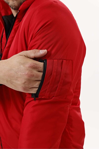 freemen Men's Red Lined Stand Collar Seasonal Water and Windproof Coat