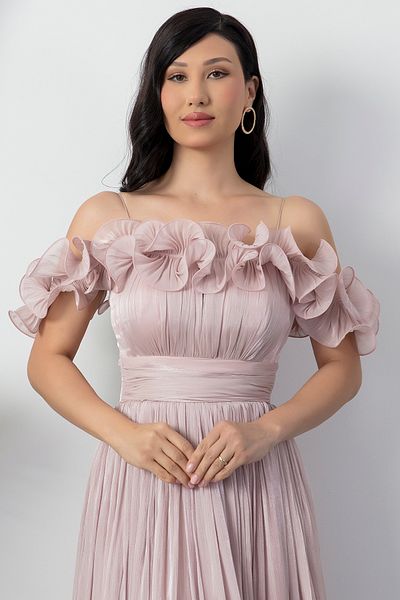 PULLIMM Rochie de seară cu decolteu în formă de inimă și fustă cu volane BAL139