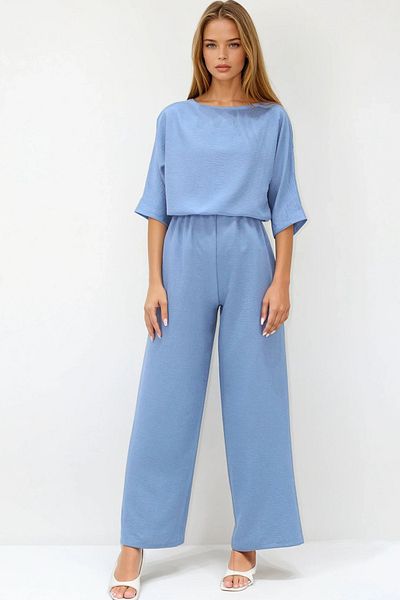 VAGGON Set de tricou și pantaloni albastru pentru femei Vs00361