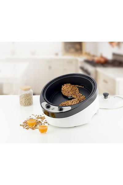 ALSAIF 1200W Electric coffee roaster, non-stick, durable glass cover, cool-touch body, 0.8 Liter