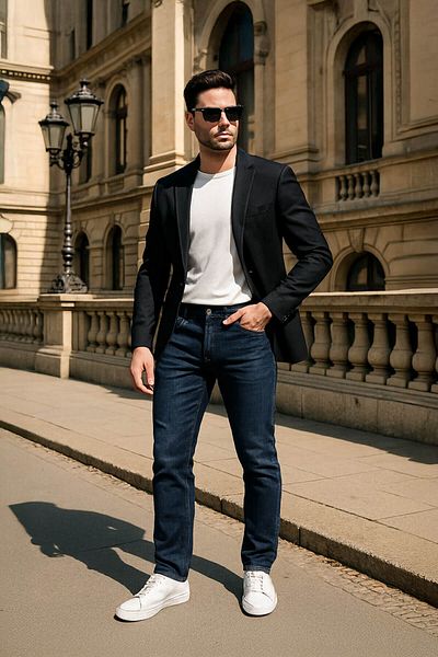BANNY JEANS Pantaloni obișnuiți pentru bărbați, albastru închis