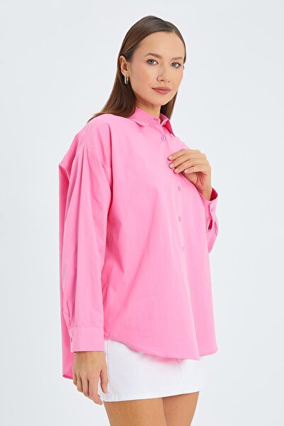 Mixray 4618 Model - Pink Basic Women's Shirt with Robe on the Back