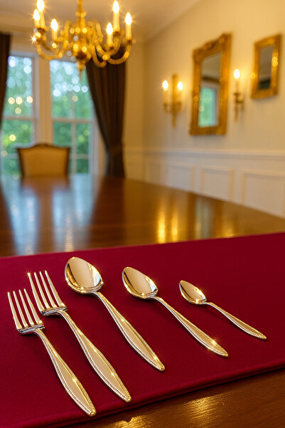 Davet Nakış, 60 Parça 12 Kişilik Kutulu Çatal Kaşık Takımı