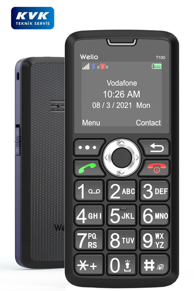 Welio Wkey T100 Mavi Tuşlu Cep Telefonu Kamerasız Asker Telefonu Yaşlı Cep Telefonu (KVK GARANTİLİ)