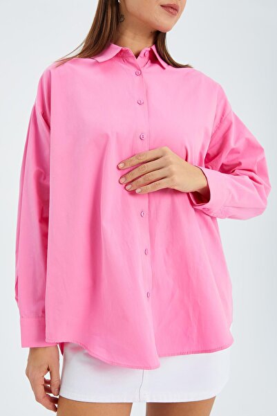 Mixray 4618 Model - Pink Basic Women's Shirt with Robe on the Back