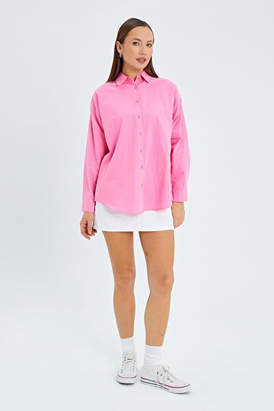 Mixray 4618 Model - Pink Basic Women's Shirt with Robe on the Back