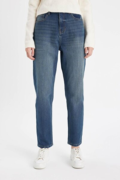 DeFacto Pantaloni de spălat blugi Comfort Mom cu talie înaltă până la gleznă D1403ax24wn