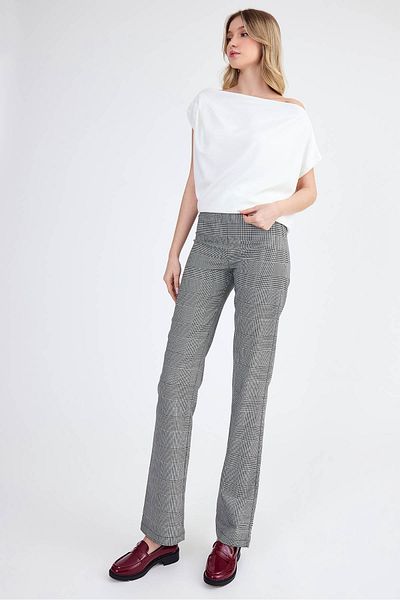 Vitrin Pantaloni cu talie înaltă cu model carouri