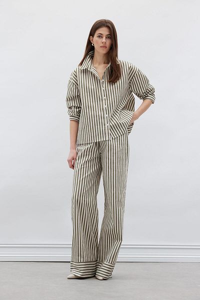DeFacto Wide Leg Fabric Pants Double Pocket High Waist Wide Leg F0259Ax25Sm