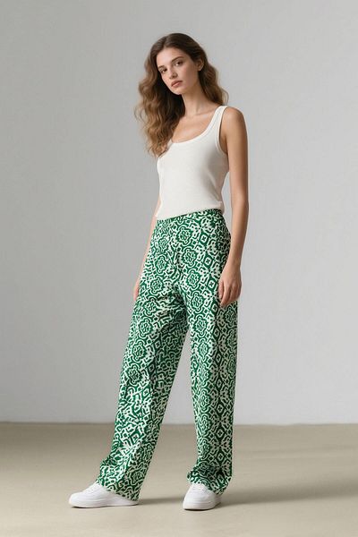 DeFacto Regular Fit Wide Wide Leg Pattern Pants D4631Ax25Sp
