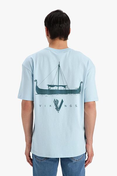 DeFacto Tricou Vikings Confortabil - Mâneci cu mâneci decupate cu gâtul rotund, legat la spate
