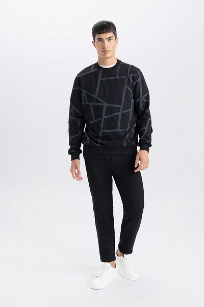 DeFacto Modern Fit Crew Neck Patterned Sweatshirt A7824Ax23Au