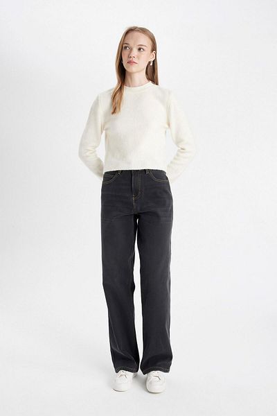DeFacto Pantaloni lungi de jeans cu talie înaltă Relax Fit C9616ax24wn