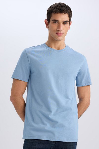 DeFacto 100% bumbac Tricou cu mânecă scurtă, cu decolteu, cu croiala normală, V7699az24sp