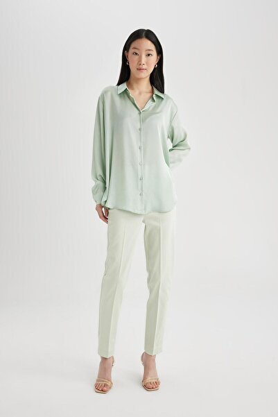 DeFacto Sigaret Saten Kumaş Pantolon Normal Bel Basic Düz Beli Lastikli Düz Paça J8743AZ24SM