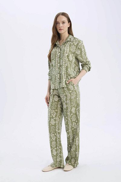 DeFacto Regular Fit Patterned Stretch Waist Straight Leg Pants D8844Ax25Sp