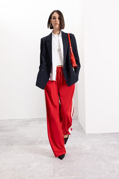 DeFacto Cool Wide Leg Sweatpants - Elastic Waist, Lace-Up Stripe