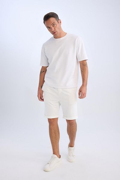 DeFacto Pantaloni scurți Bermuda de vară din piqué cu șireturi în talie A7341ax25sp