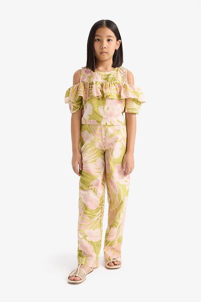 DeFacto Pantaloni lați din bumbac cu model pentru fete D7610A825SM